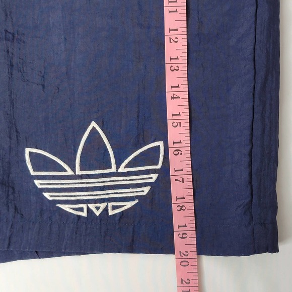 Vintage 90s Adidas Lined Men's Nylon Shorts Large Navy Trefoil Soccer Running - Picture 6 of 7